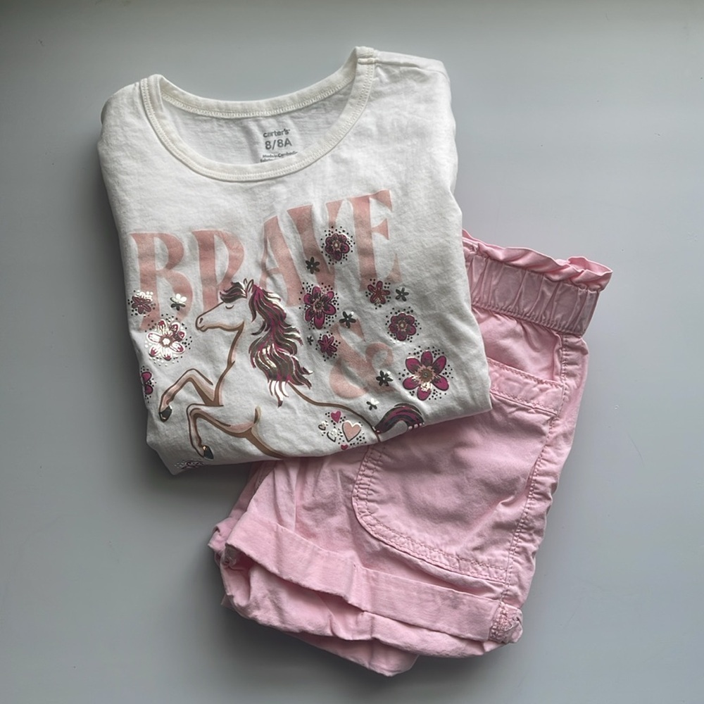 Girl Summer Tshirt Short Outfit Size 8